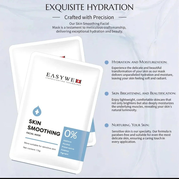 EASYWELL 5-Pack Face Sheet Mask for Skincare & Beauty, Vegan Collagen Freeze-dry - Picture 4 of 9